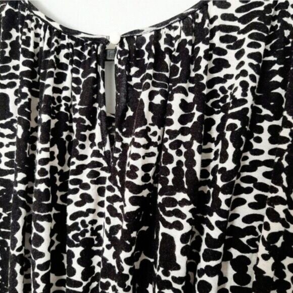 BANANA REPUBLIC Peplum Sleeveless Top B&W Watercolor Dot Print Sz M - Picture 10 of 10